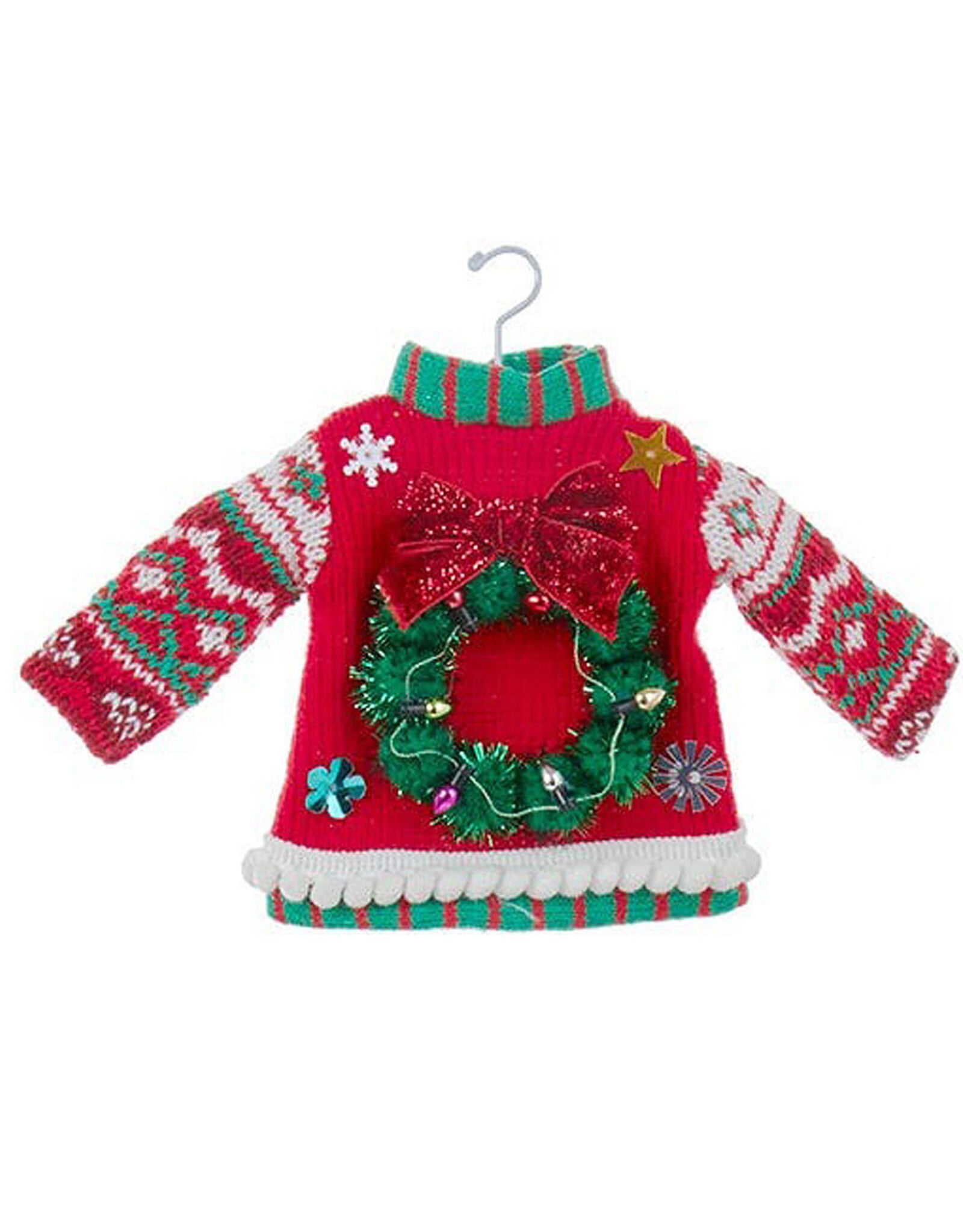 Kurt Adler Christmas Knit Ugly Sweater Ornament with Wreath