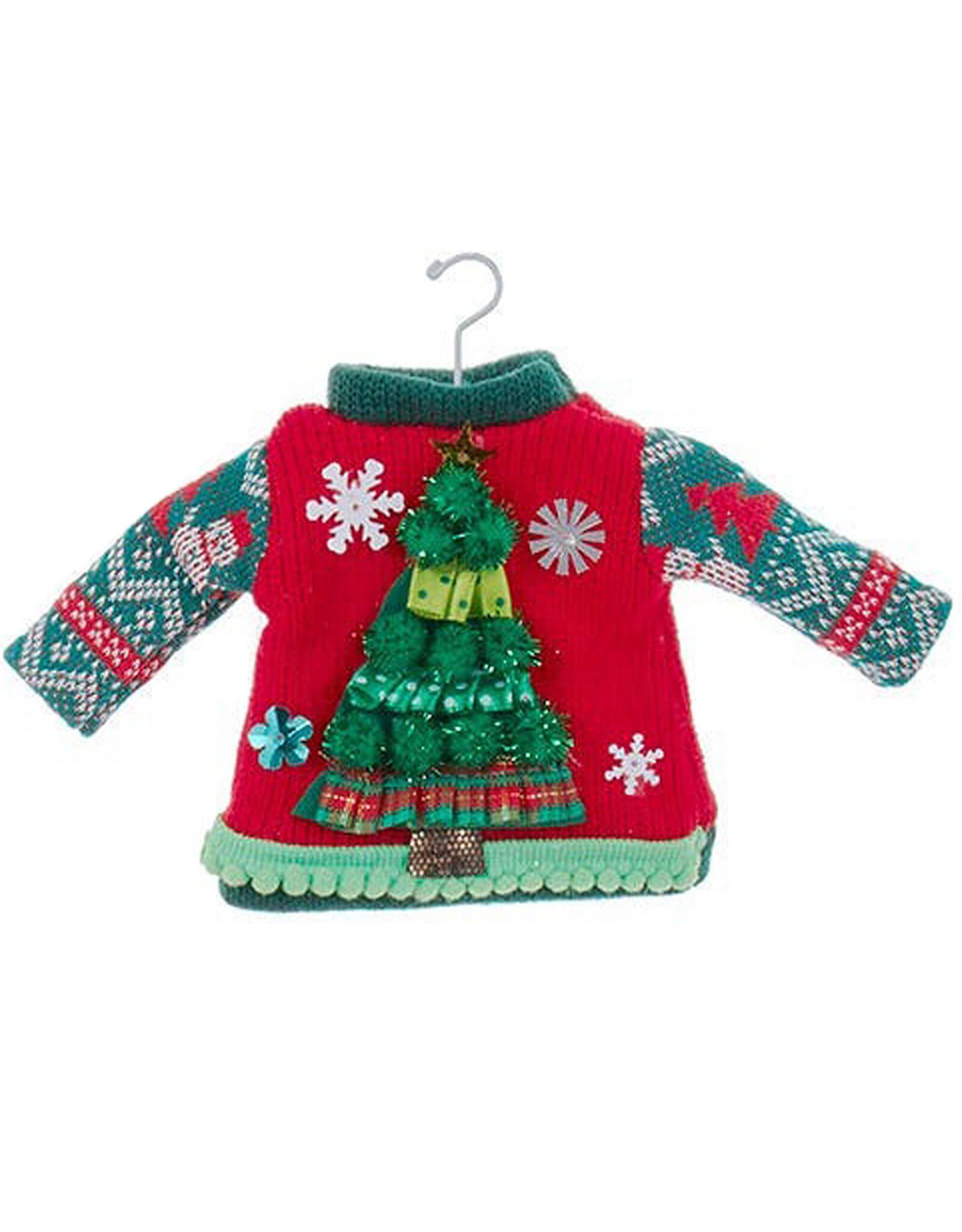 Kurt Adler Christmas Knit Ugly Sweater Ornament with Christmas Tree