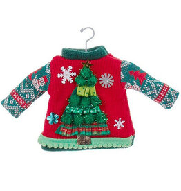 Kurt Adler Christmas Knit Ugly Sweater Ornament with Christmas Tree