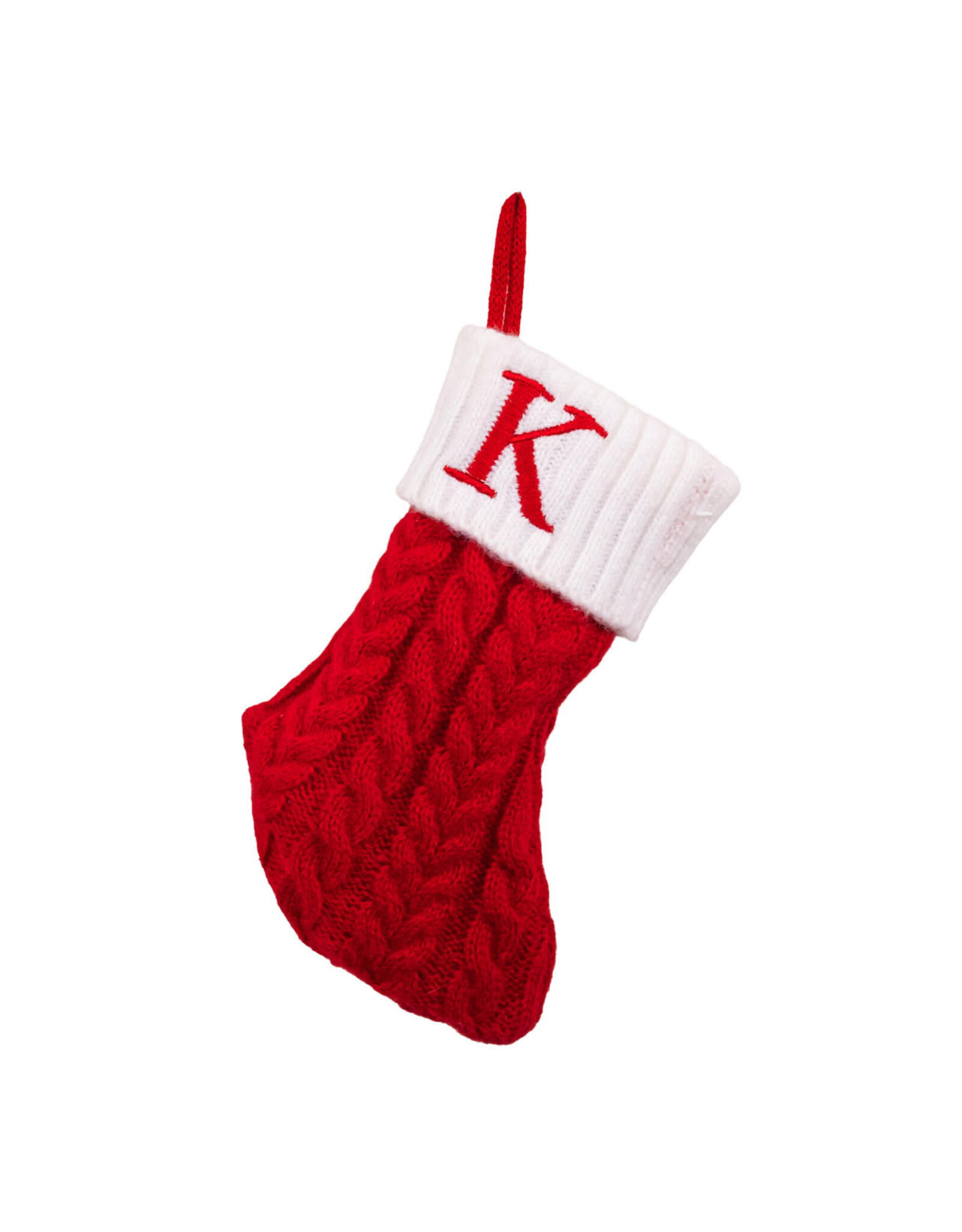 Kurt Adler Monogrammed Initial K  Miniature Christmas Stocking 8.6”