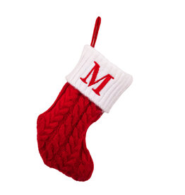 Kurt Adler Monogrammed Initial M Miniature Christmas Stocking 8.6”