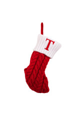 Kurt Adler Monogrammed Initial T  Miniature Christmas Stocking 8.6”