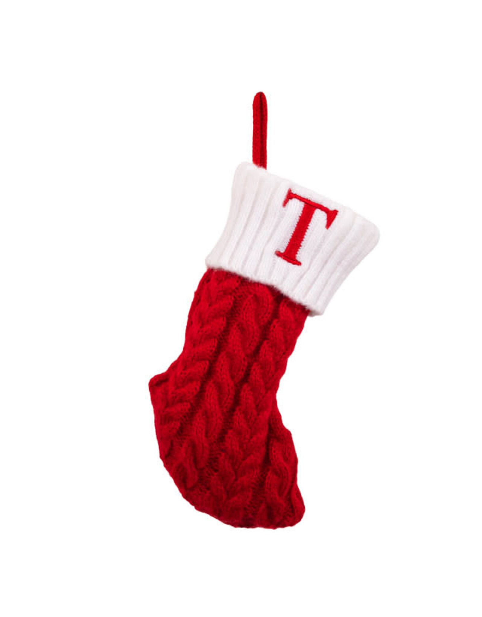 Kurt Adler Monogrammed Initial T  Miniature Christmas Stocking 8.6”