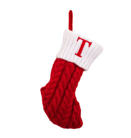 Kurt Adler Monogrammed Initial T  Miniature Christmas Stocking 8.6”