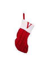 Kurt Adler Monogrammed Initial V Miniature Christmas Stocking 8.6”