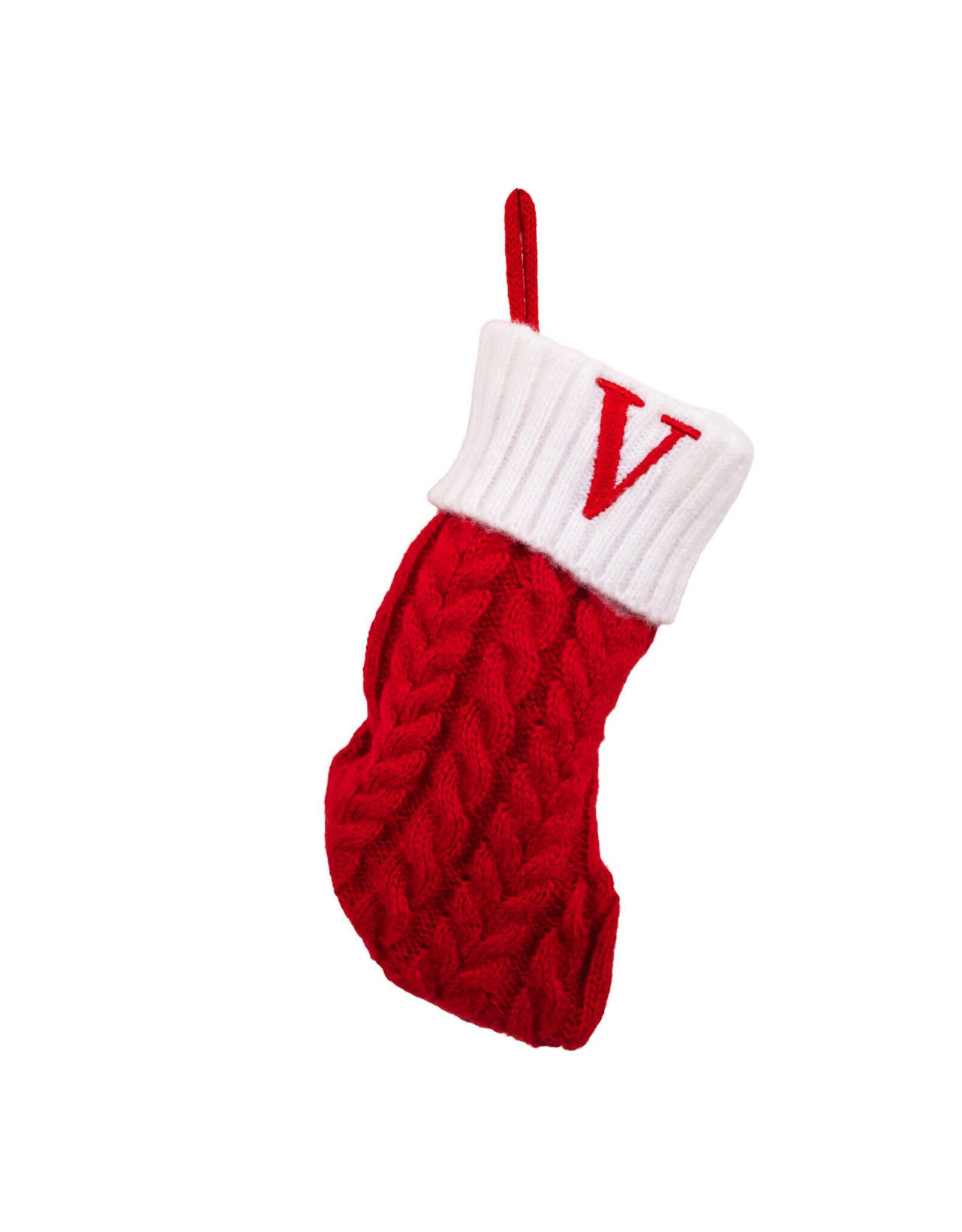 Kurt Adler Monogrammed Initial V Miniature Christmas Stocking 8.6”