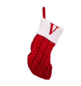 Kurt Adler Monogrammed Initial V Miniature Christmas Stocking 8.6”