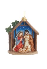 Kurt Adler Nativity Scene Christmas Ornament 4 Inch Holy Family in Stable
