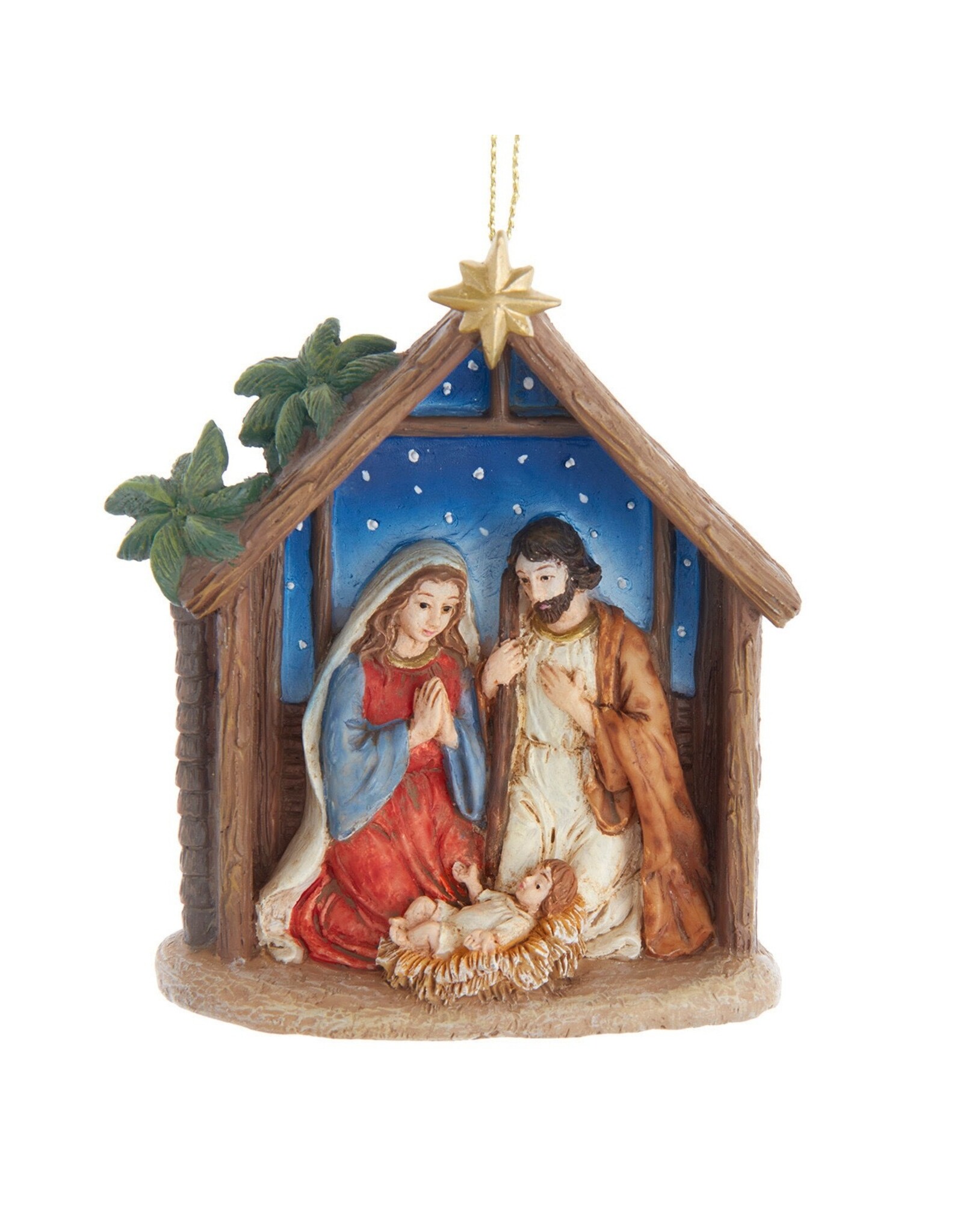 Kurt Adler Nativity Scene Christmas Ornament 4 Inch Holy Family in Stable