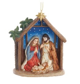 Kurt Adler Nativity Scene Christmas Ornament 4 Inch Holy Family in Stable