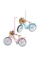 Kurt Adler Bicycles With Flower Basket Ornaments 4 Inch 2 Assorted
