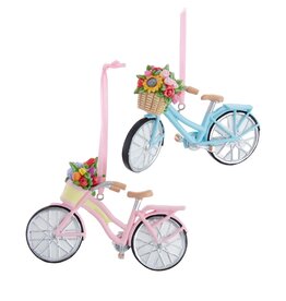 Kurt Adler Bicycles With Flower Basket Ornaments 4 Inch 2 Assorted