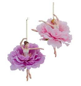 Kurt Adler Flower Skirt Tutu Ballerina Ornaments Set of 2 Assorted