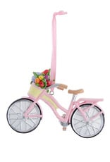 Kurt Adler Bicycle With Flower Basket Ornament 4 Inch Pink
