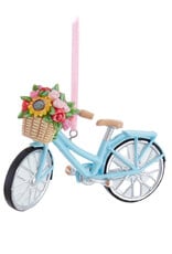 Kurt Adler Bicycle With Flower Basket Ornament 4 Inch Blue