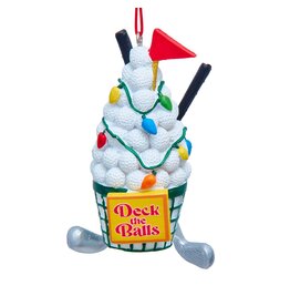 Kurt Adler Christmas Golf Ornament Deck the Balls Golf Balls Bucket