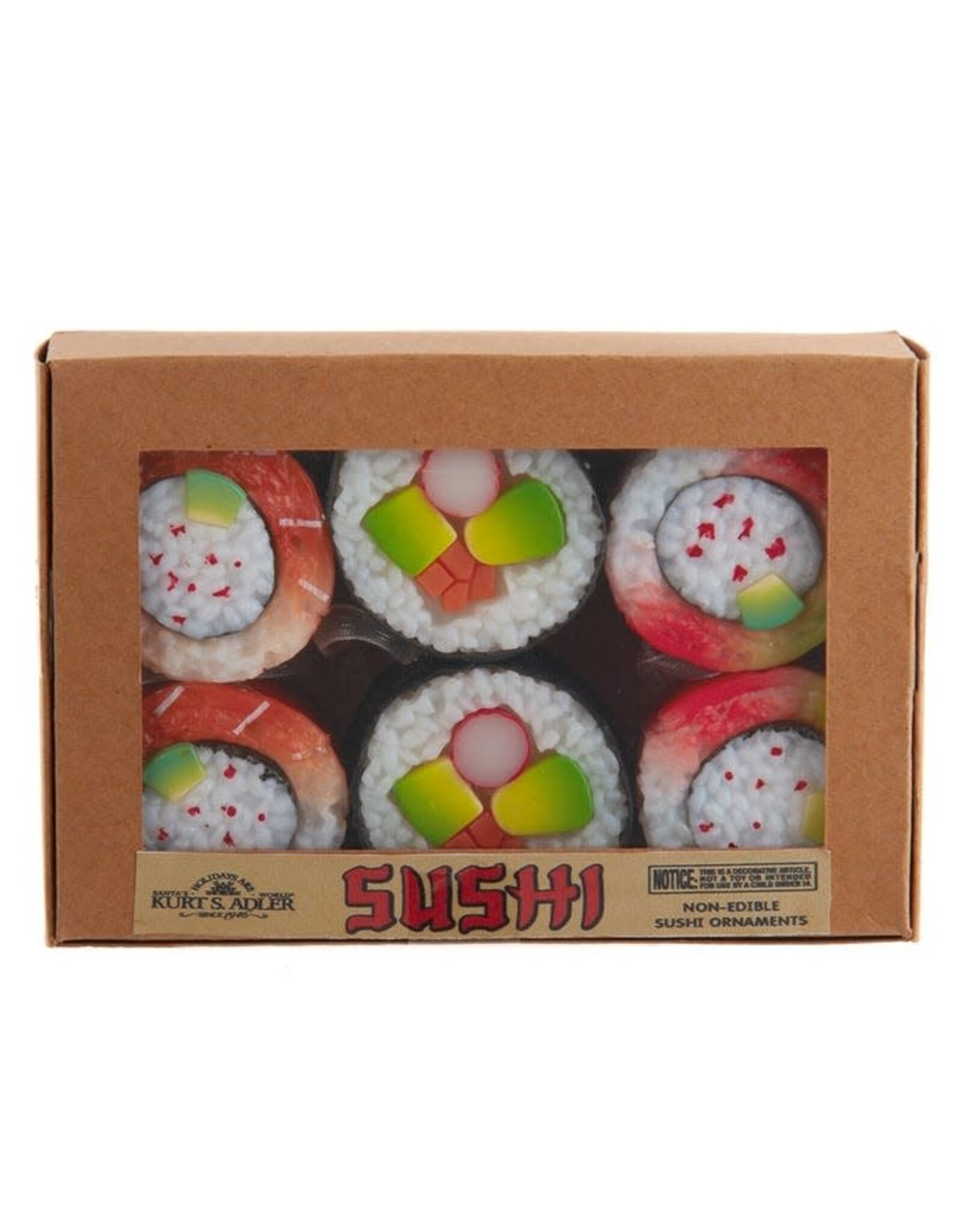 Kurt Adler Box of Sushi Christmas Ornaments Assorted Set of 6