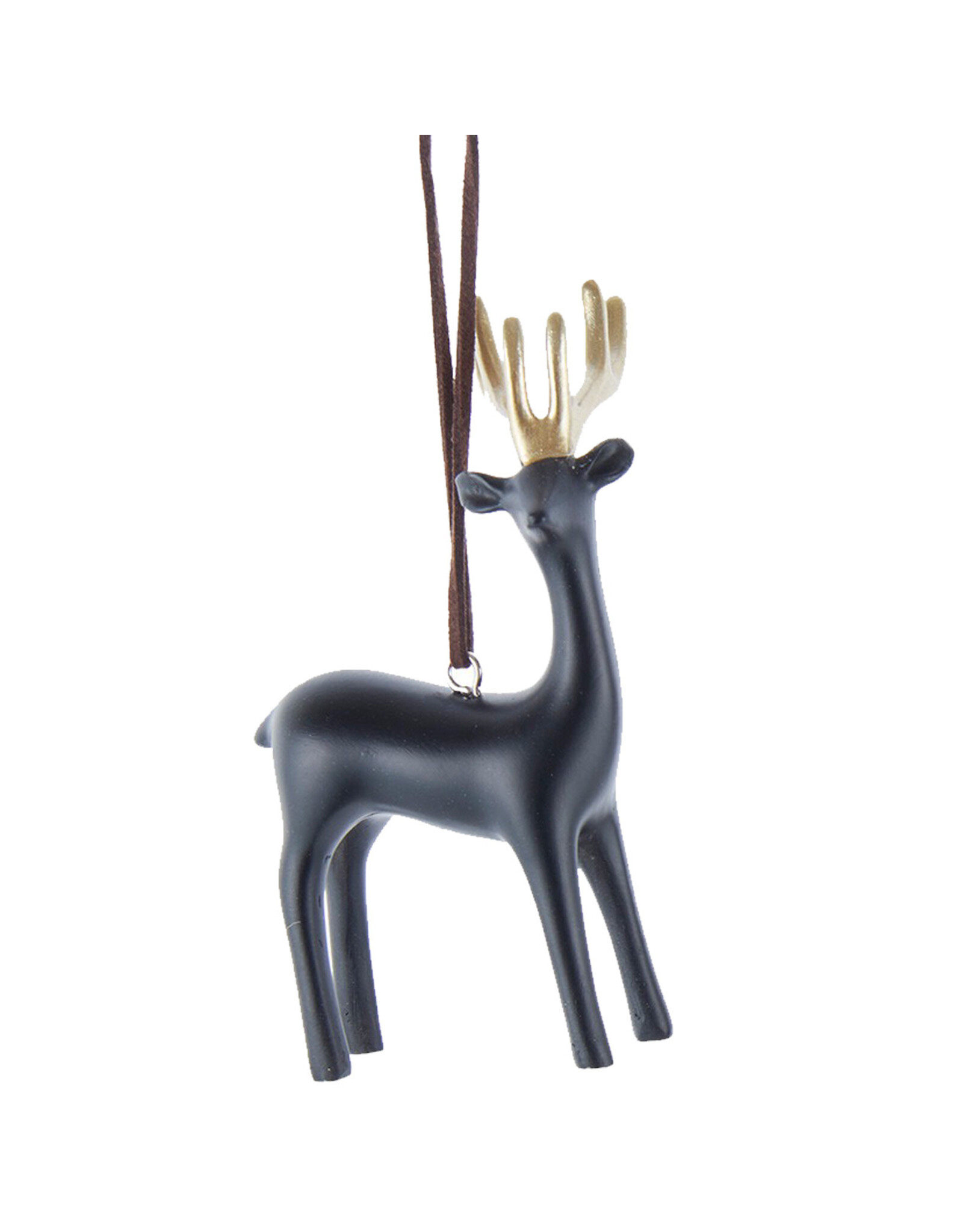 Kurt Adler Black And Gold Deer Ornament STANDING
