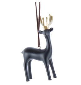 Kurt Adler Black And Gold Deer Ornament STANDING
