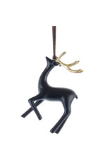 Kurt Adler Black And Gold Deer Ornament w LEG UP