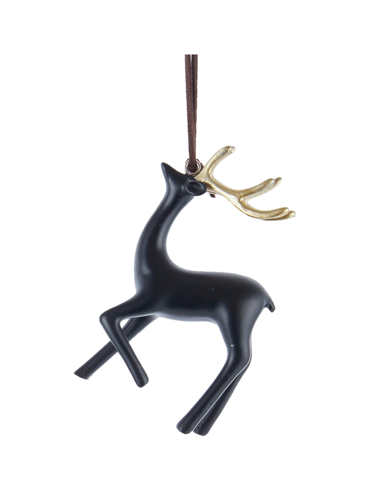 Kurt Adler Black And Gold Deer Ornament w LEG UP