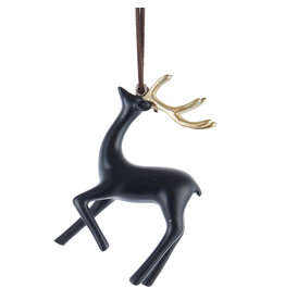 Kurt Adler Black And Gold Deer Ornament w LEG UP