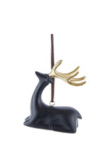 Kurt Adler Black And Gold Deer Ornament SITTING