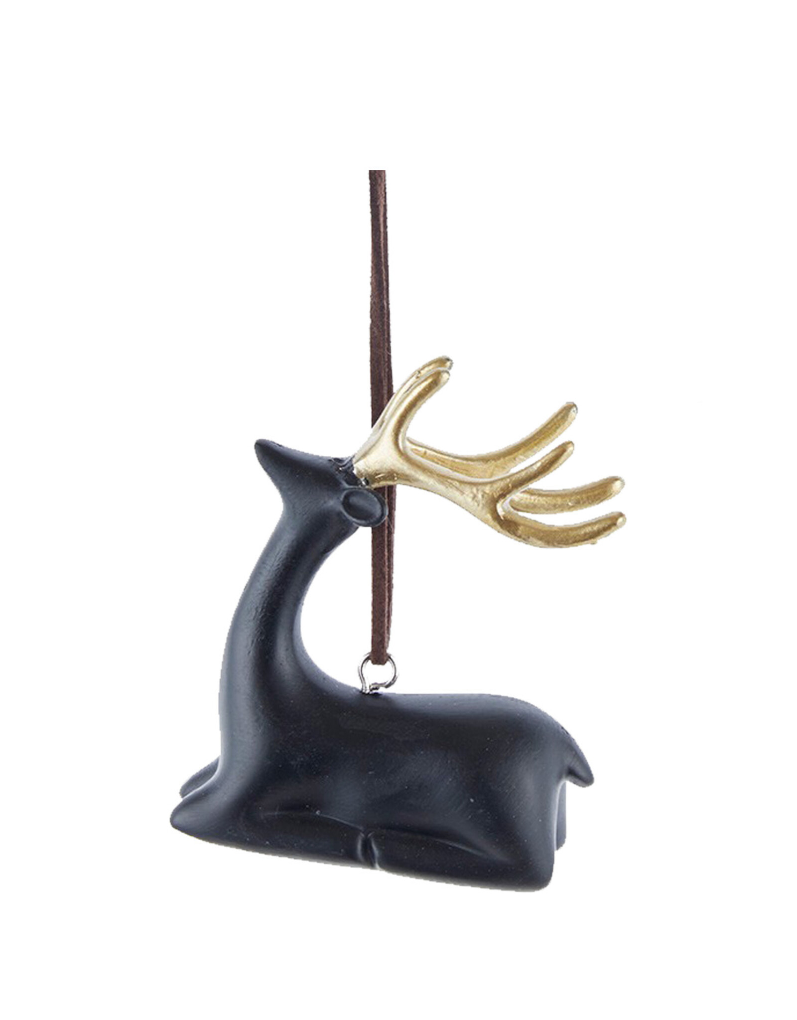Kurt Adler Black And Gold Deer Ornament SITTING