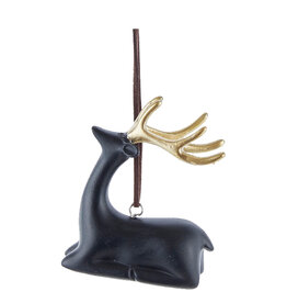 Kurt Adler Black And Gold Deer Ornament SITTING