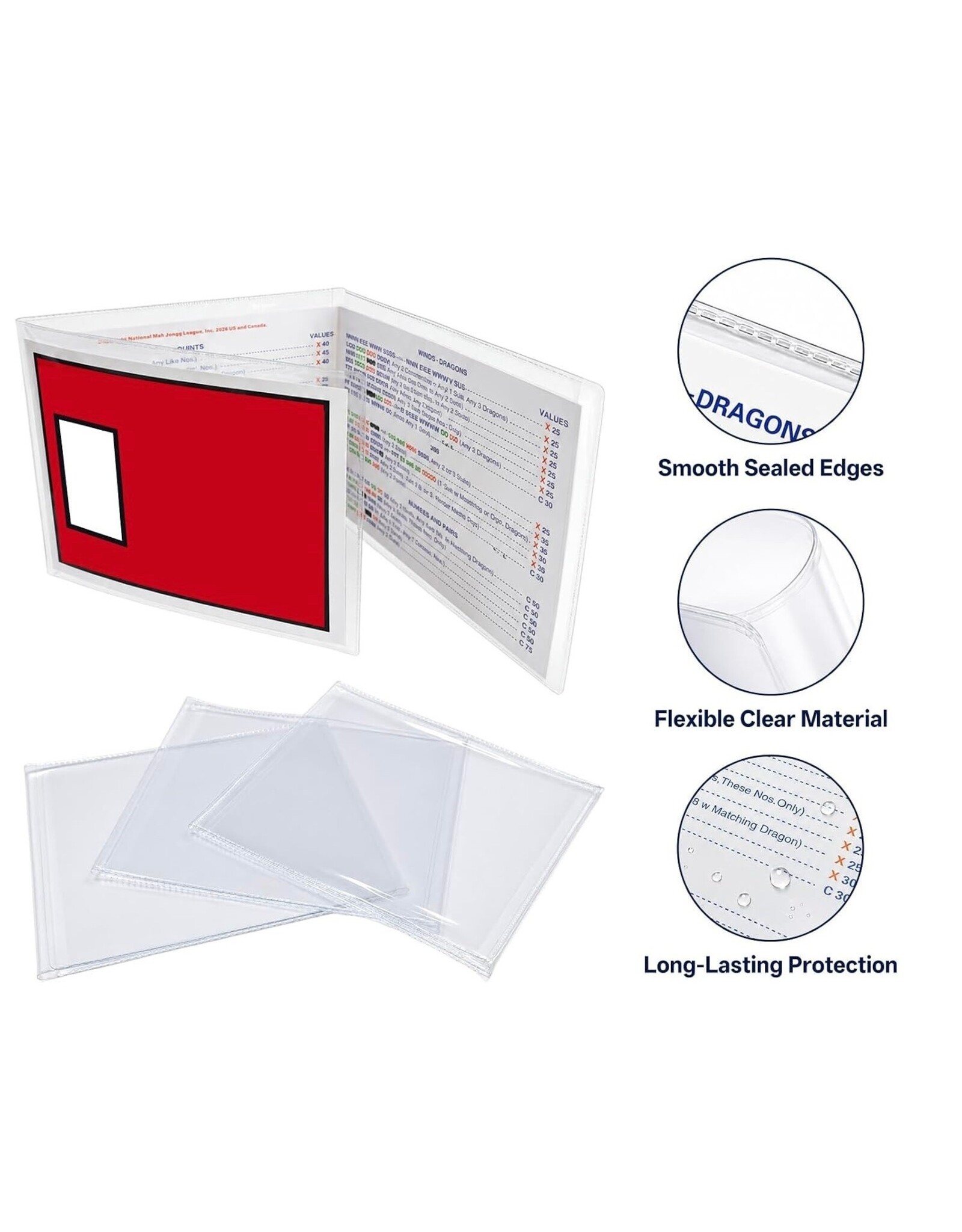 National Mah Jongg League 2026 Mahjong Card Holder Sleeve Protective Cover Size 6x5 CLEAR