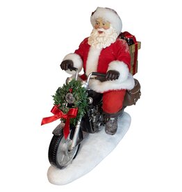 Kurt Adler Fabriche Coca-Cola Santa On Motorcycle w LED Headlight