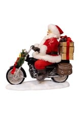 Kurt Adler Fabriche Coca-Cola Santa On Motorcycle w LED Headlight
