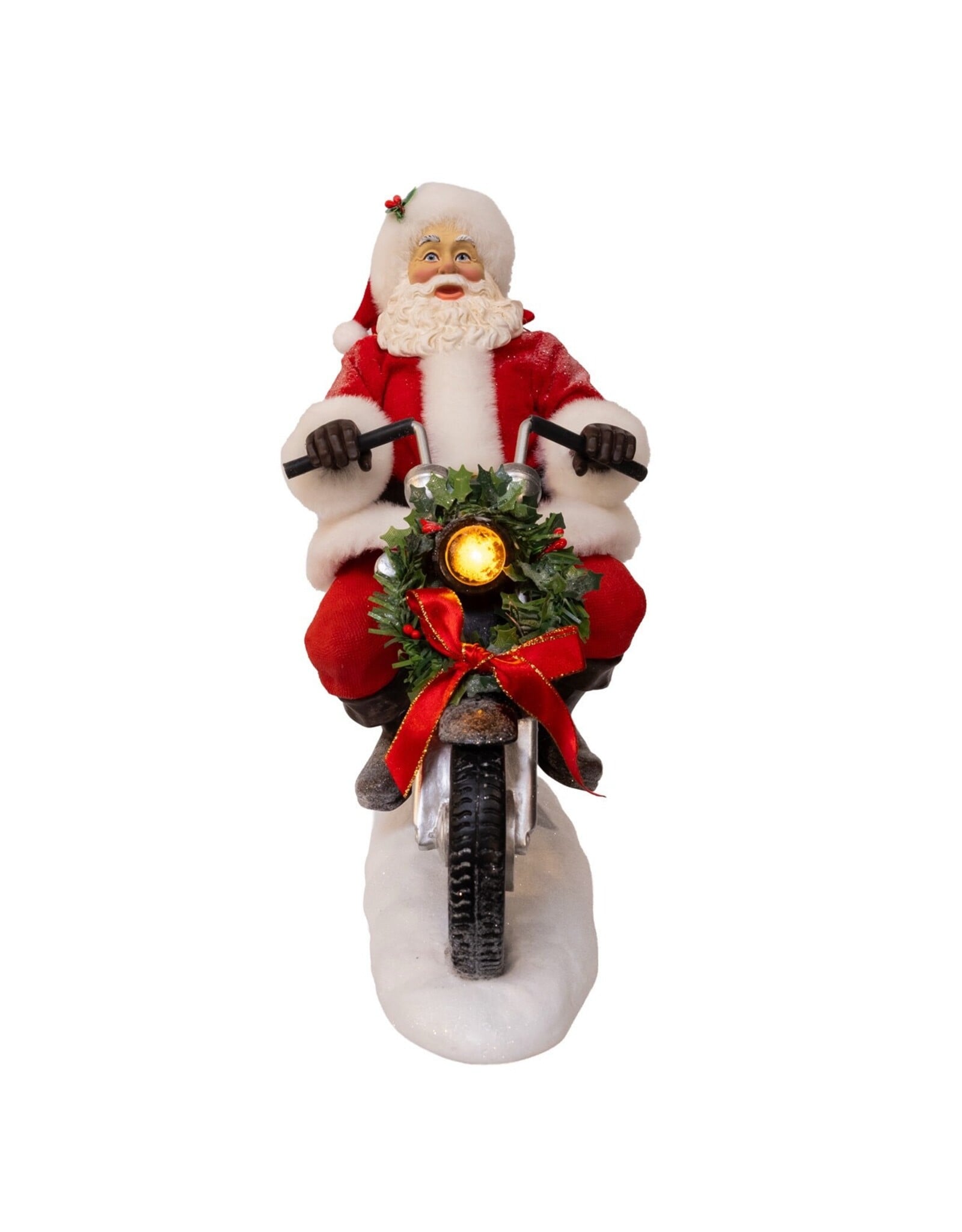 Kurt Adler Fabriche Coca-Cola Santa On Motorcycle w LED Headlight