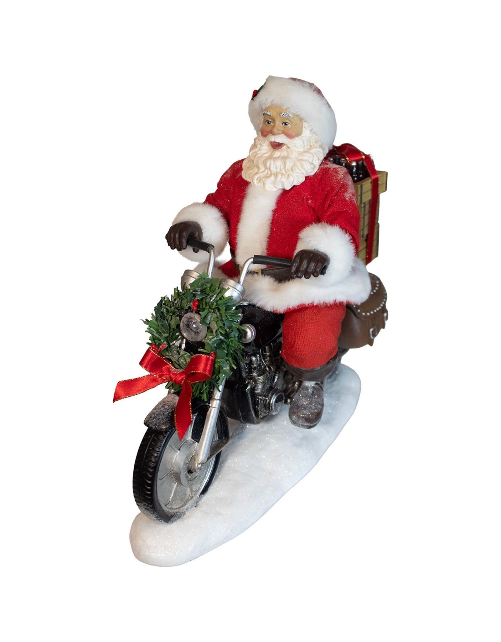 Kurt Adler Fabriche Coca-Cola Santa On Motorcycle w LED Headlight