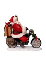 Kurt Adler Fabriche Coca-Cola Santa On Motorcycle w LED Headlight