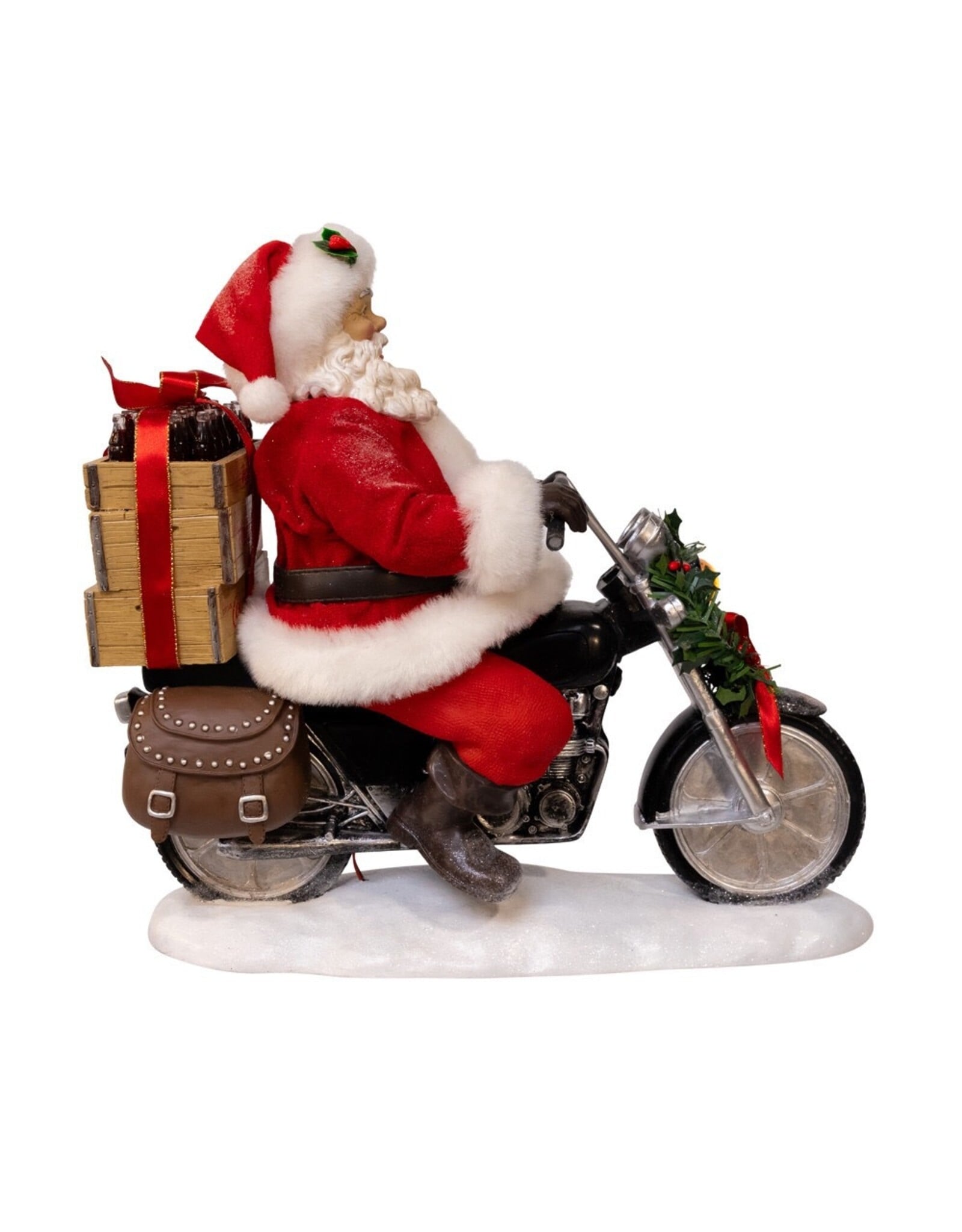 Kurt Adler Fabriche Coca-Cola Santa On Motorcycle w LED Headlight