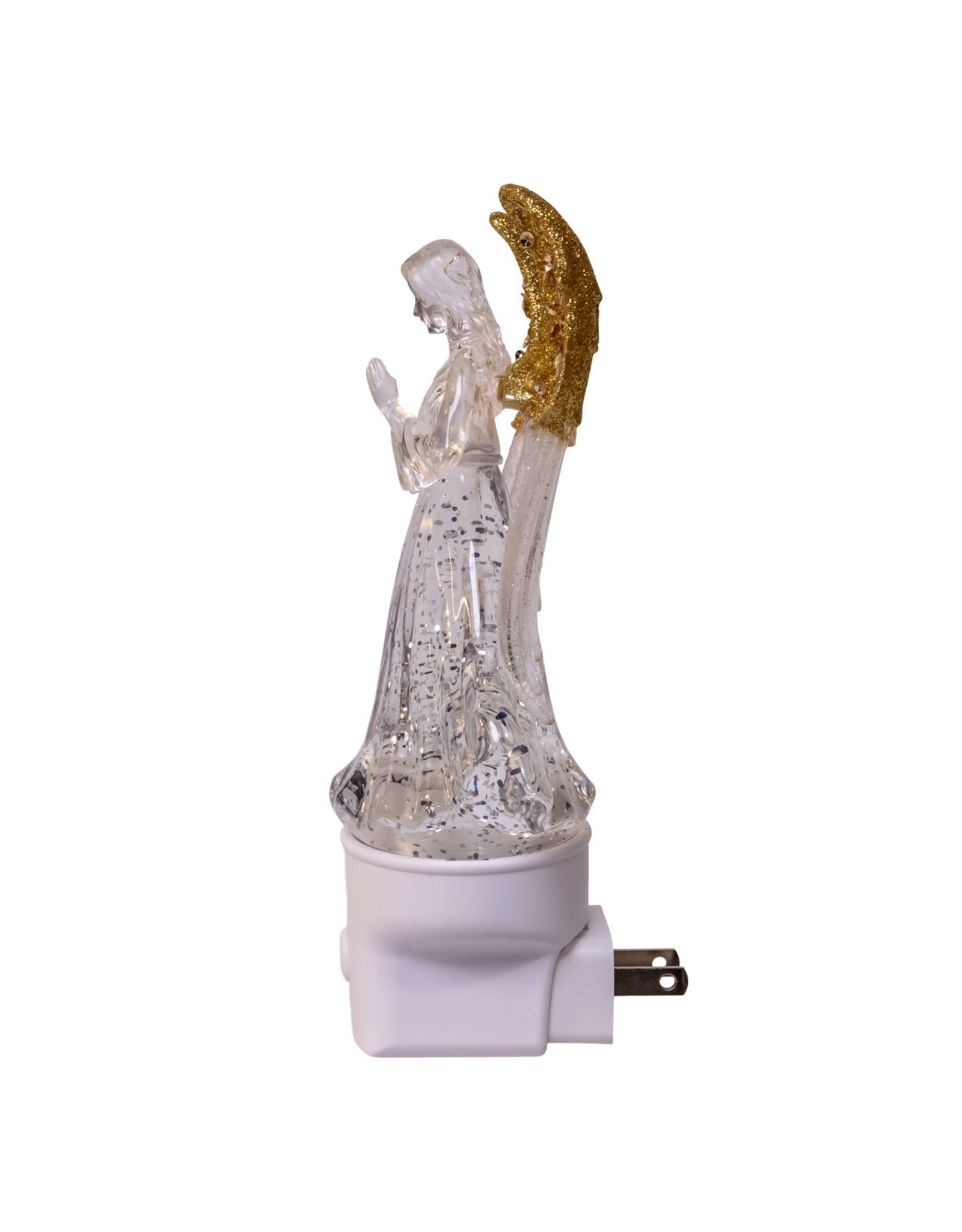 Kurt Adler Angel Praying Night Light LED W Spinning Glitter 7 Inch