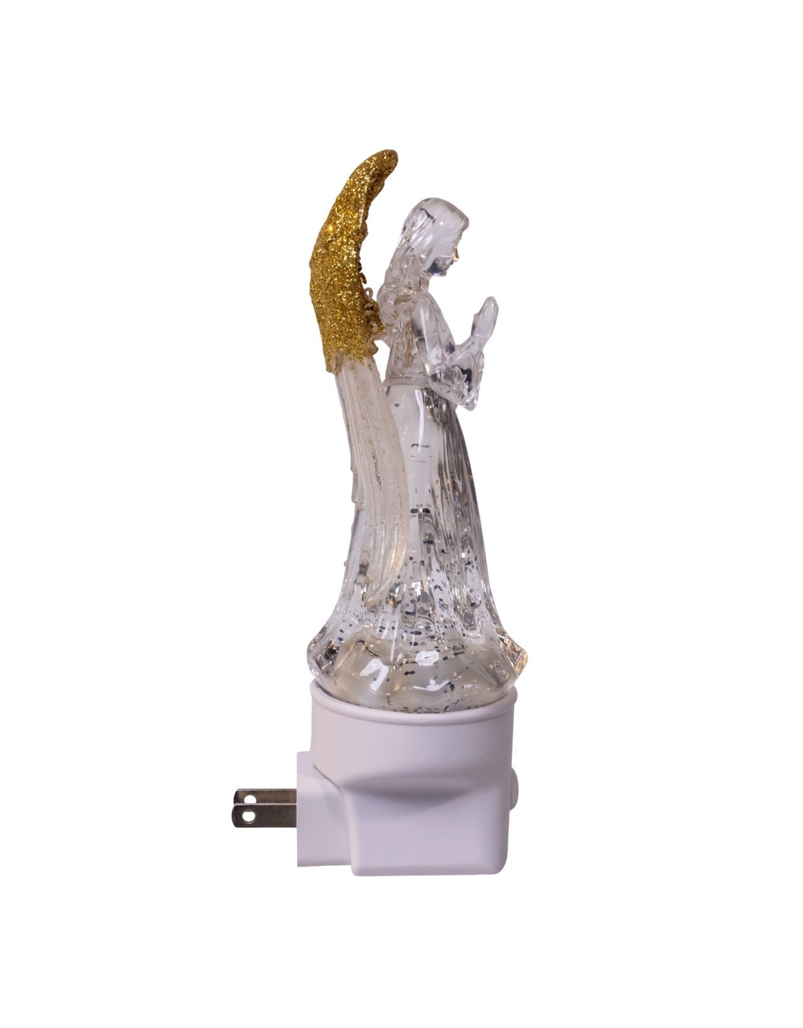 Kurt Adler Angel Praying Night Light LED W Spinning Glitter 7 Inch
