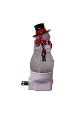 Kurt Adler Night Lights Snowman w Cardinal LED w Spinning Glitter