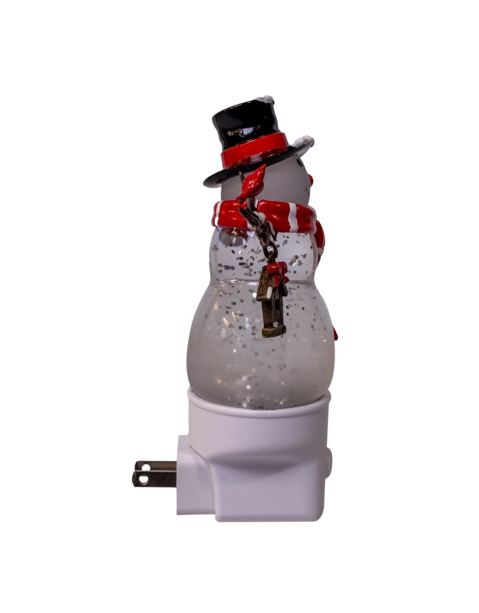 Kurt Adler Night Lights Snowman w Cardinal LED w Spinning Glitter