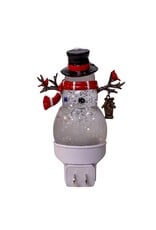 Kurt Adler Night Lights Snowman w Cardinal LED w Spinning Glitter