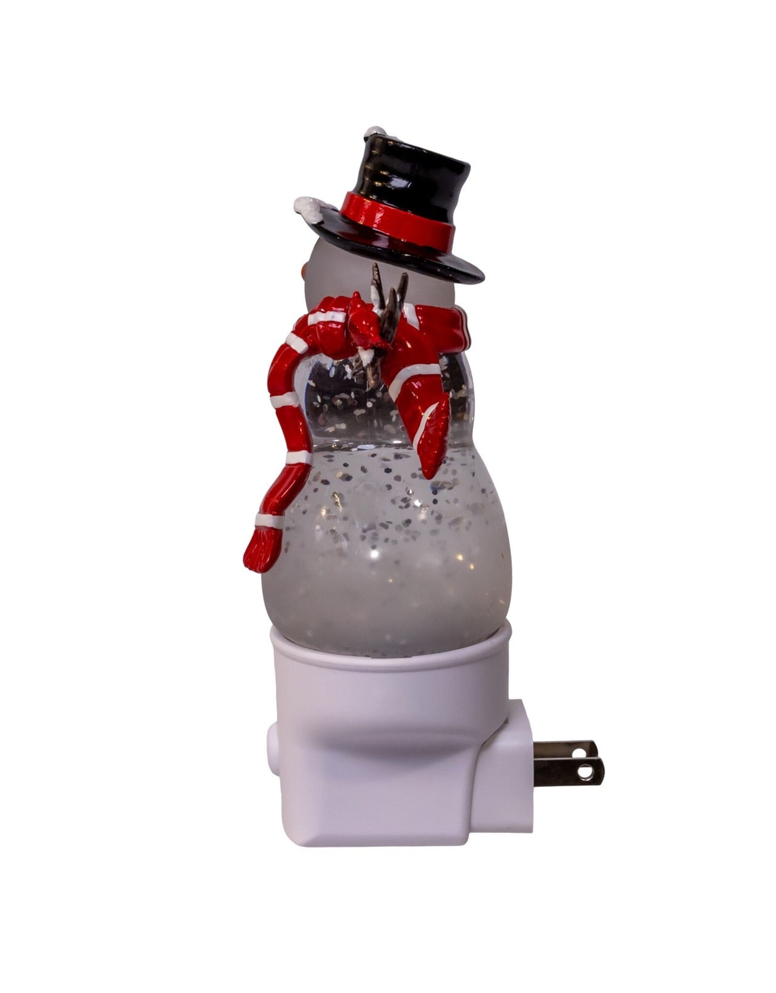 Kurt Adler Night Lights Snowman w Cardinal LED w Spinning Glitter