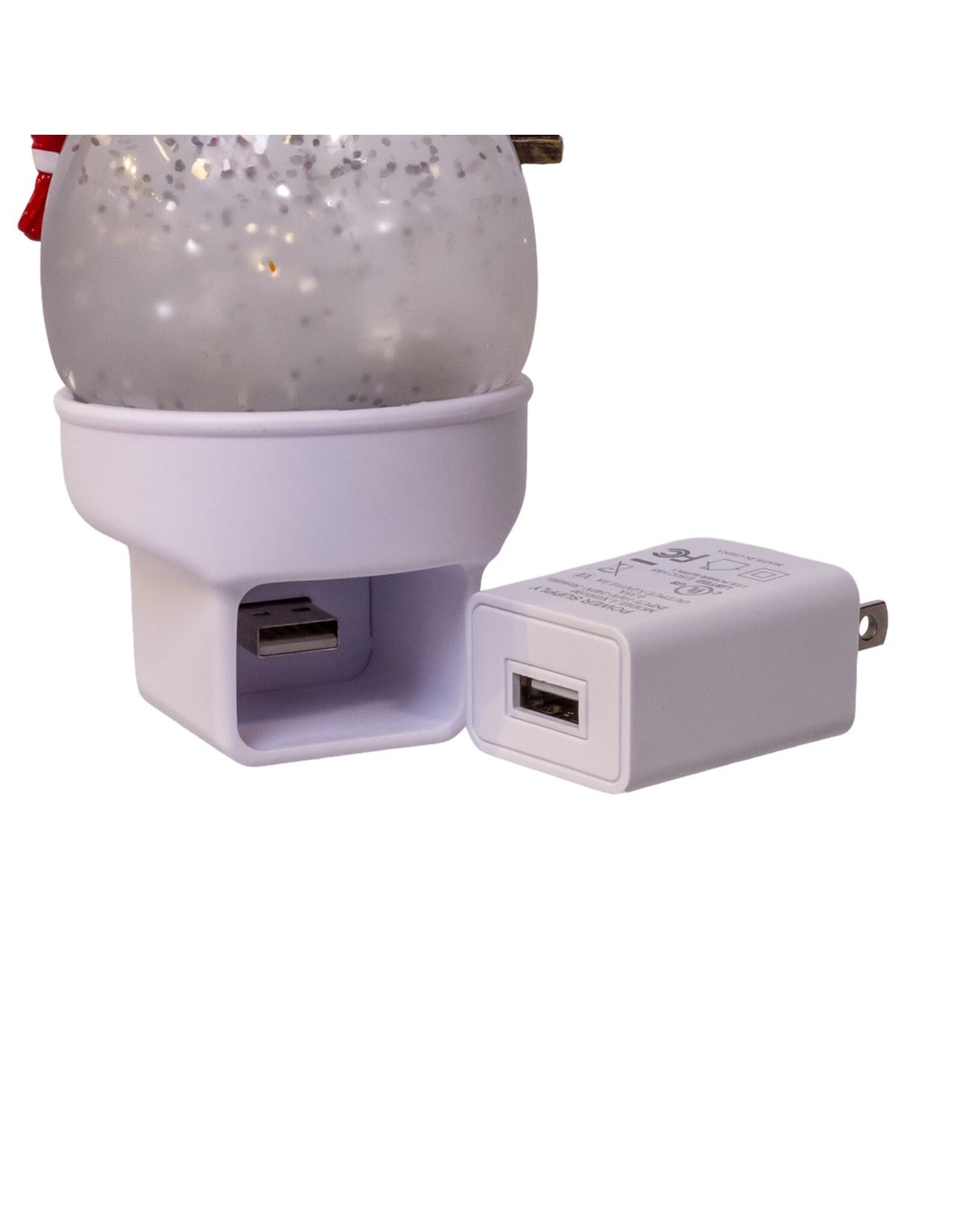 Kurt Adler Night Lights Snowman w Cardinal LED w Spinning Glitter