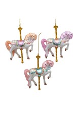 Kurt Adler Noble Gems Glass Carousel Horse Ornament 3CT Assorted