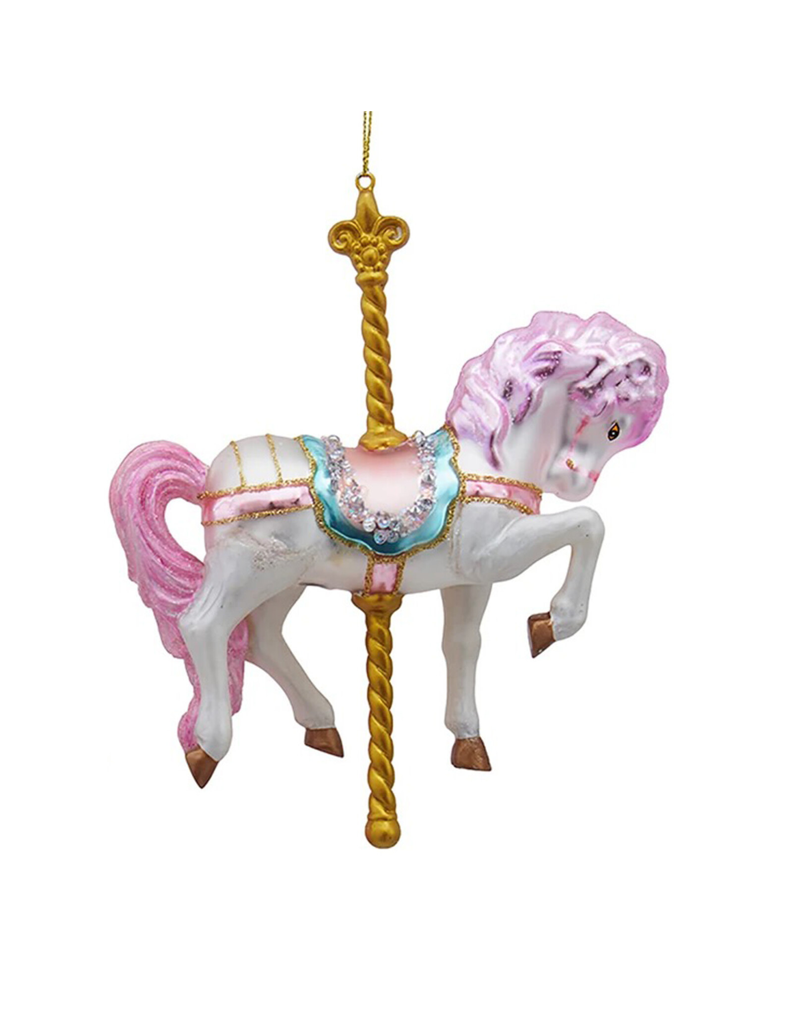 Kurt Adler Noble Gems Glass Carousel Horse Ornament 1CT  MANE-A