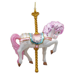 Kurt Adler Noble Gems Glass Carousel Horse Ornament 1CT  MANE-A