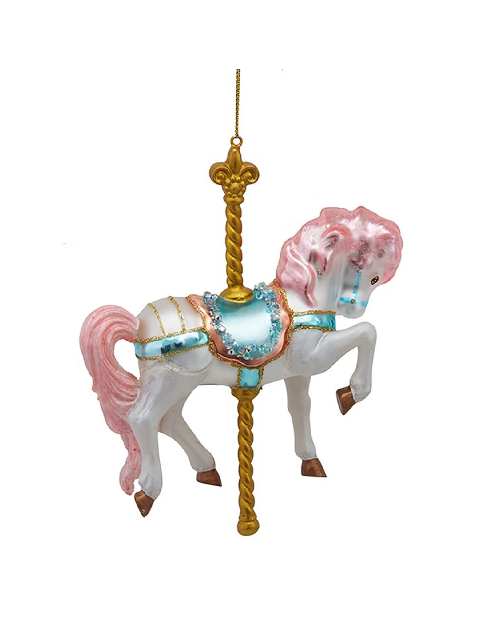 Kurt Adler Noble Gems Glass Carousel Horse Ornament 1CT  MANE-C
