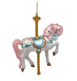 Kurt Adler Noble Gems Glass Carousel Horse Ornament 1CT  MANE-C