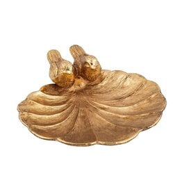 Silver Tree Birds on Shell Gold Metal Trinket Ring Dish Mahjong Dice Tray