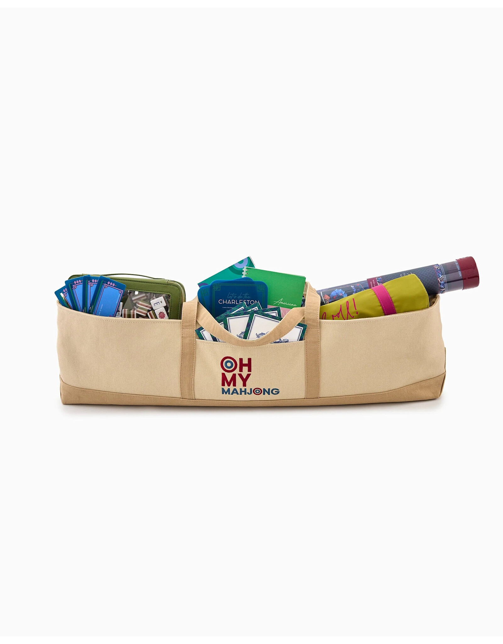 Oh My Mahjong Taupe Mat Canvas Storage Travel Bag Mahjong Tote Bag